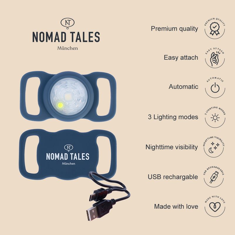 Nomad Tales Bloom Light for Collar & Harness Blue