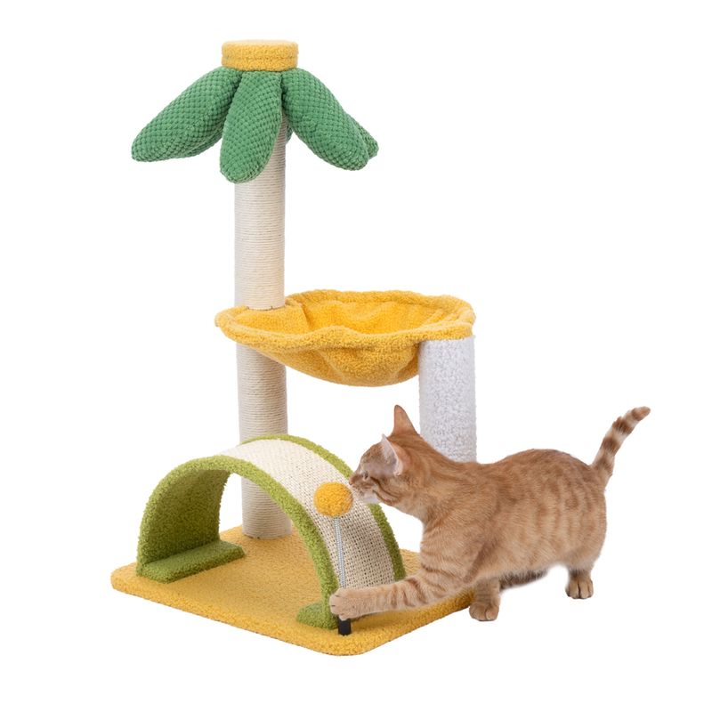 TIAKI Palm Scratching Tree with Hammock Yellow