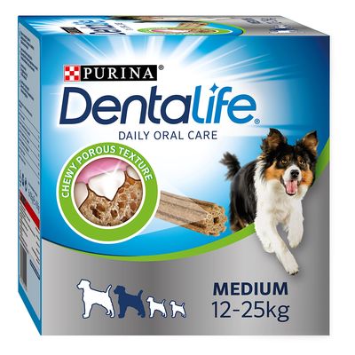 PURINA Dentalife Daily Dental Care Snacks for Medium Breed Dogs (12-25kg) 24 Sticks (8 x 69g)