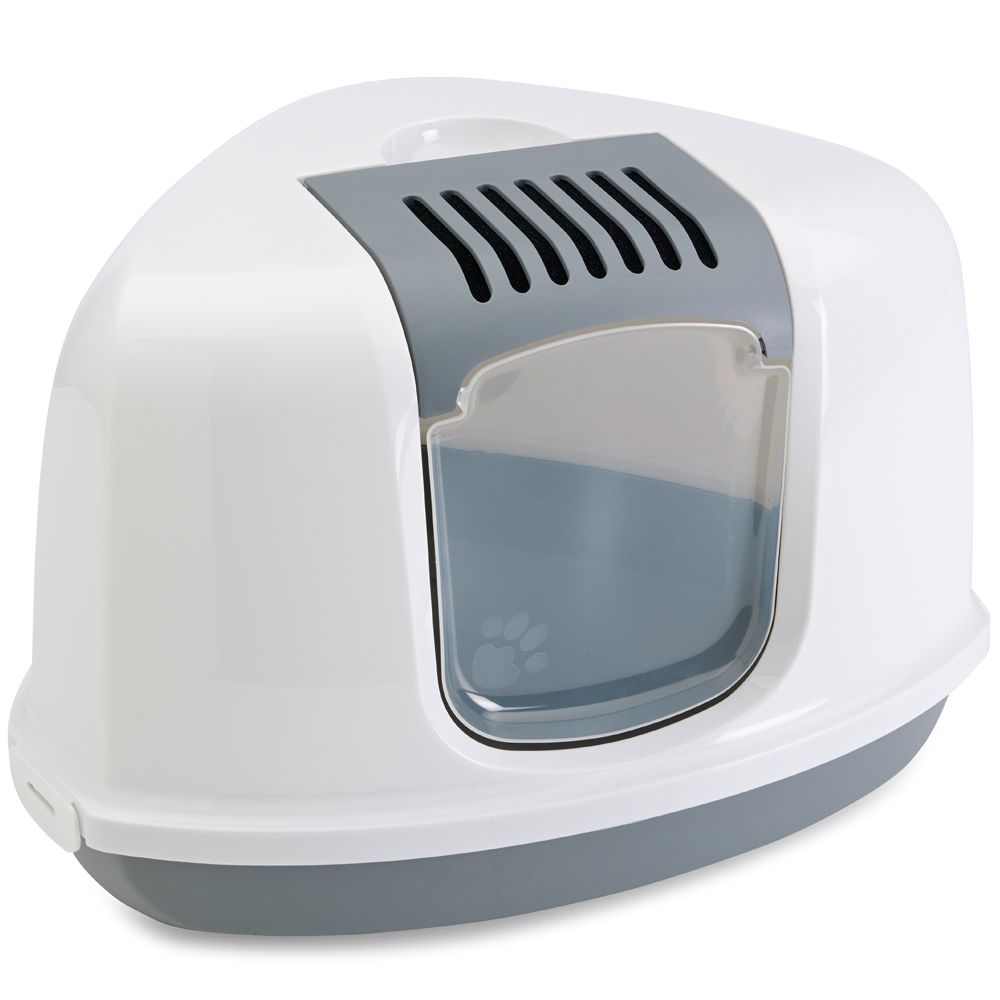 Savic Nestor Corner Litter Box Light Grey/ White