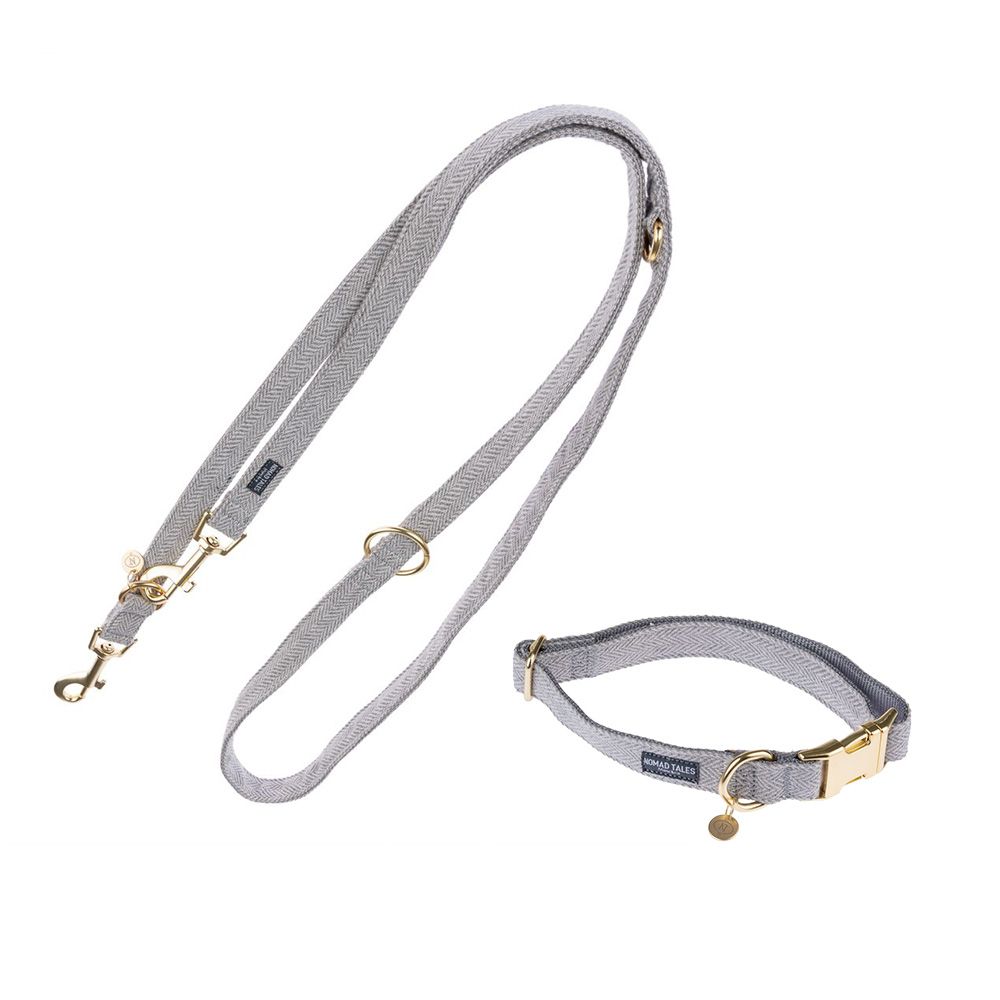 Nomad Tales Calma Collar & Lead Set - Stone Size L + 200cm Lead