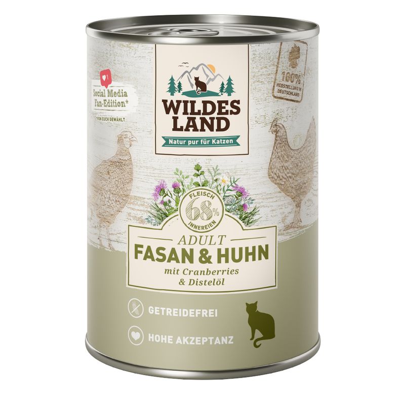 Wildes Land Adult Cat 6 x 400g Pure Chicken with Safflower Oil