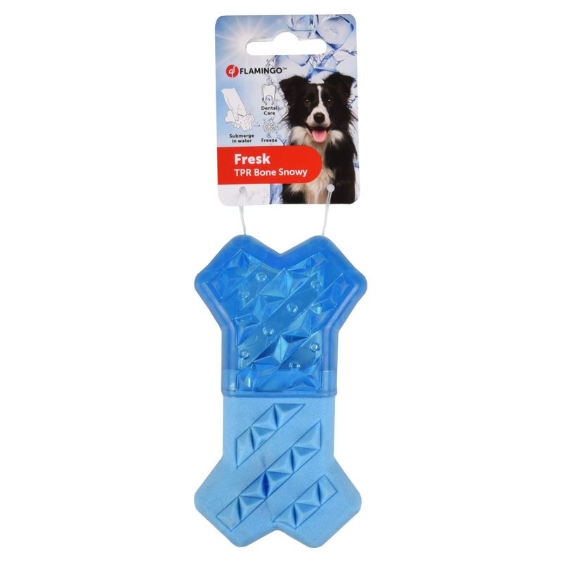 Flamingo Snowy Bone Dog Toy - Blue 13.3 x 7.4 x 3.8cm (L x W x H)