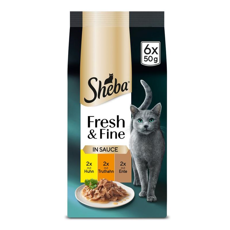 Sheba Fresh Choice Mini Pouches 6 x 50g Chicken, Turkey & Duck in Gravy