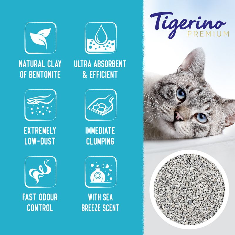 Tigerino Premium Cat Litter - Sea Breeze 12kg
