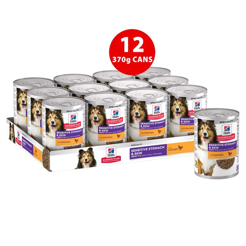 Hill's Science Plan Adult Sensitive Stomach & Skin Chicken (12 x 370g)