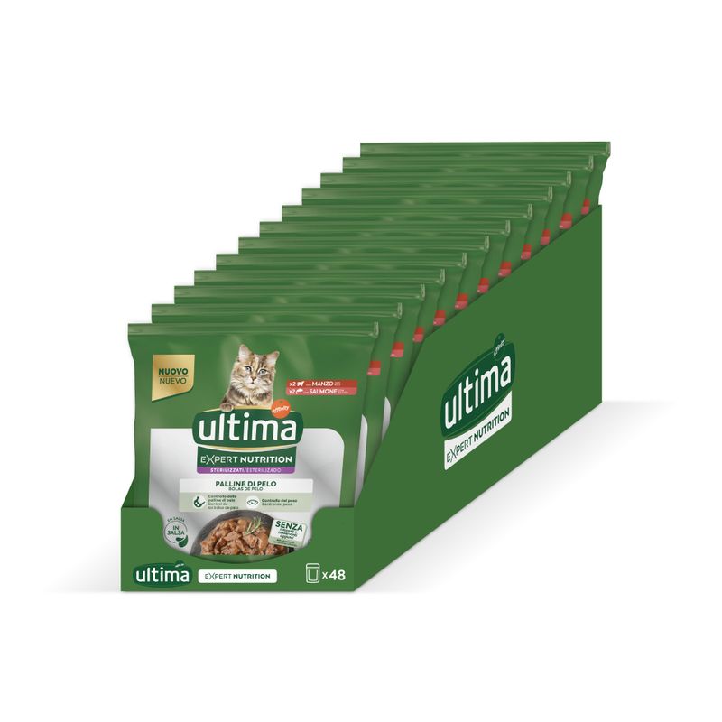 Ultima Cat Expert Nutrition Hairball Beef & Salmon 4 x 70g