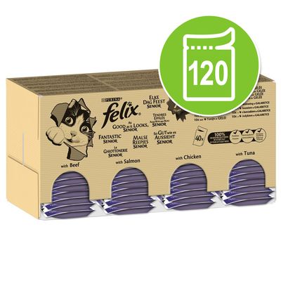Felix Senior As Good As It Looks Mega Pack 120 x 85g Beef, Salmon, Chicken & Tuna