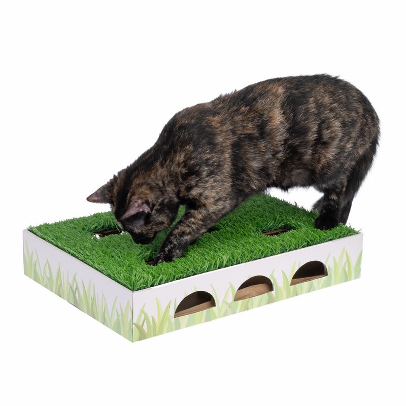TIAKI Hunting Box with Grass Patch Cat Toy 40 x 28 x 7 cm (L x W x H)