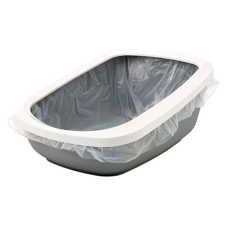 Savic Aseo Jumbo Cat Litter Tray with High Edge - 67.5cm Light Grey / White