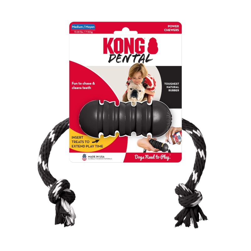 KONG Extreme Dental Dog Toy with Rope Size M: approx. 46 x 5cm (L x diameter)