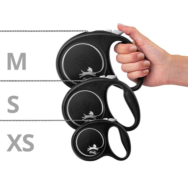 flexi Black Design 5m Rope Lead M: up to 20kg
