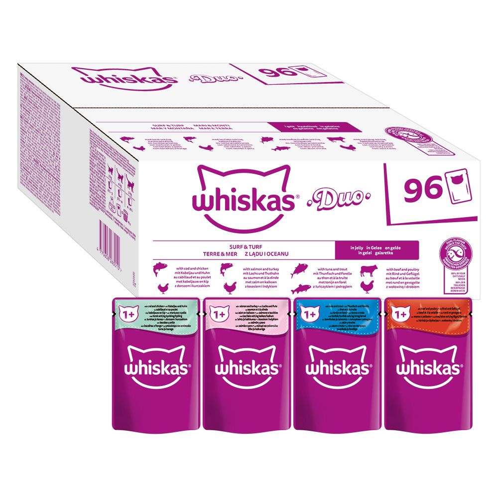Whiskas Duo Pouches Jumbo Pack 96 x 85g Classic Combos in Jelly