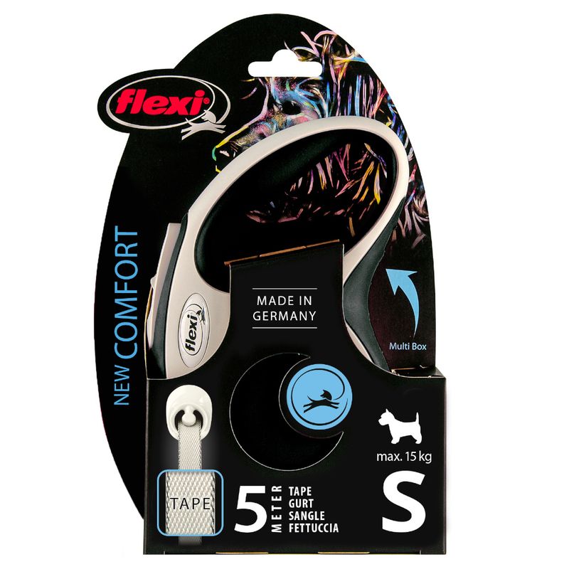 flexi New Comfort Strap Lead S – Black, 5m Lead: 5m long