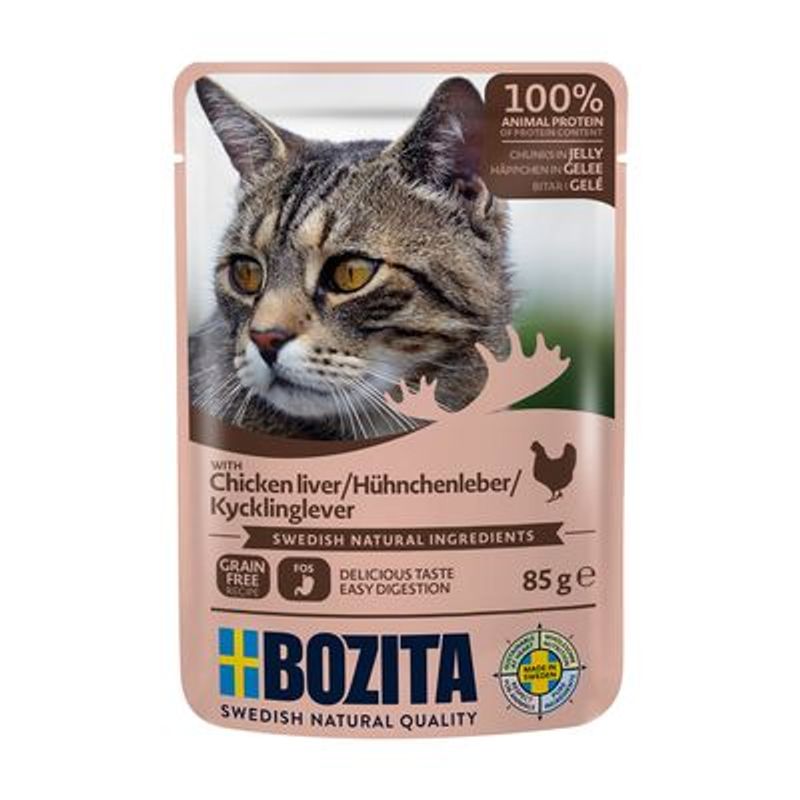 Bozita Chunks in Jelly Pouches 24 x 85g Chicken Liver