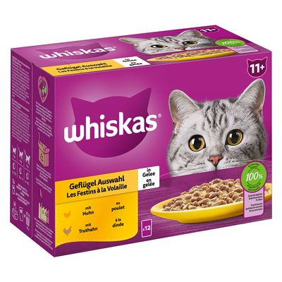 Whiskas Senior Pouches 12 x 85g 11+ Poultry Selection in Jelly
