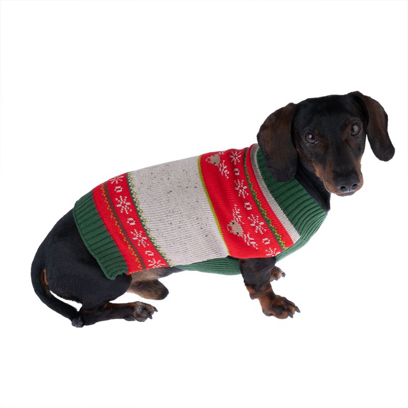 TIAKI Tri-Colour Reindeer Dog Jumper Size M: approx. 30cm Back Length