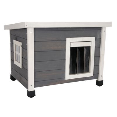 Kerbl Pet Cat House Rustica - White/Grey 57 x 45 x 43cm (L x W x H)