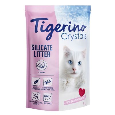 Tigerino Crystals Clumping Cat Litter – Baby Powder Scent 5l