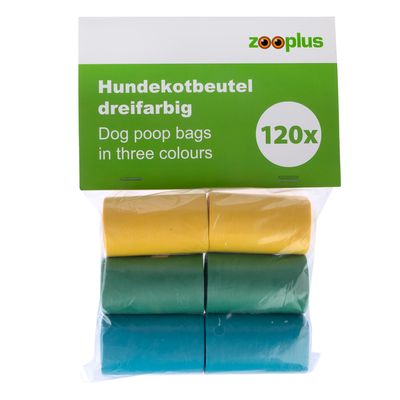 Tricoloured Dog Poop Bags 6 Rolls of 20 Bags