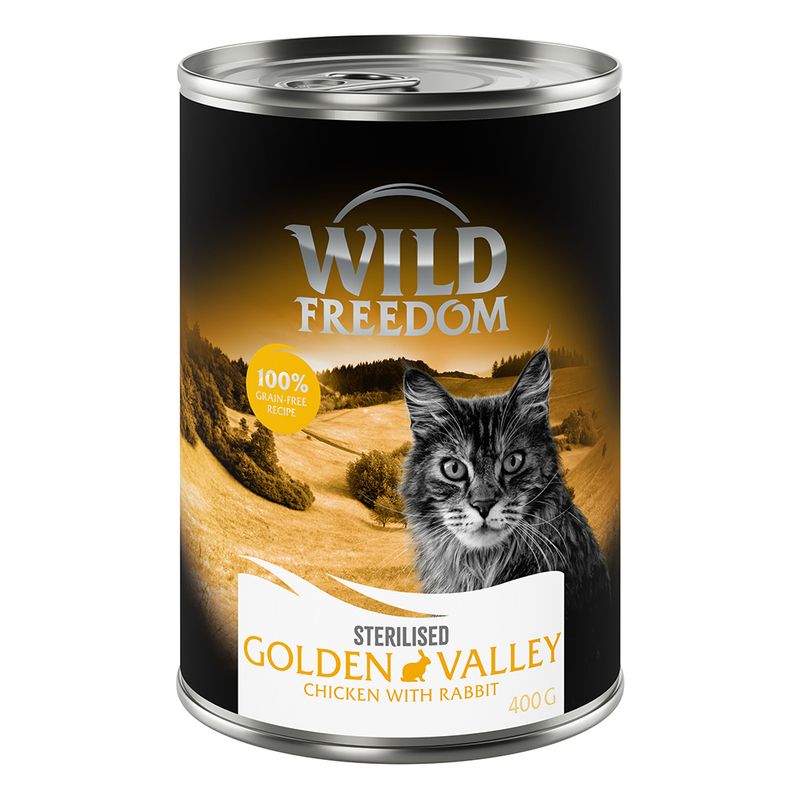 Wild Freedom Adult Sterilised 6 x 400g - Grain-Free Mixed Pack (2x Chicken, 2x Pollock, 1x Rabbit, 1x Duck)