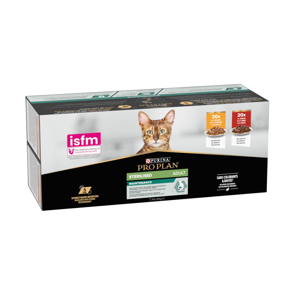 PURINA PRO PLAN Sterilised Adult 40 x 85g Mixed Pack: Beef & Chicken