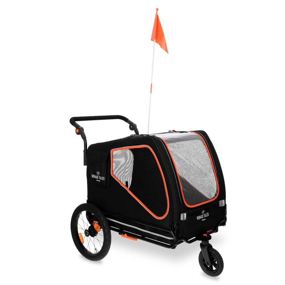 Nomad Tales Spirit Bike Trailer - Ebony/Tangerine 145 x 72 x 102 cm (L x W x H), up to 45kg