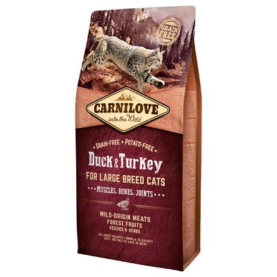 Carnilove Duck & Turkey for Large Breed Cats Muscles, Bones, Joints 6 kg