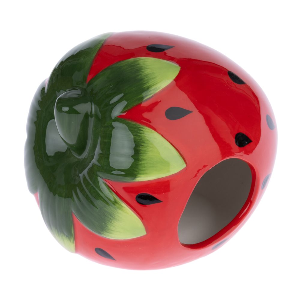 TIAKI Strawberry Ceramic House for Hamsters & Mice 15 x 12 x 12 cm (L x W x H)