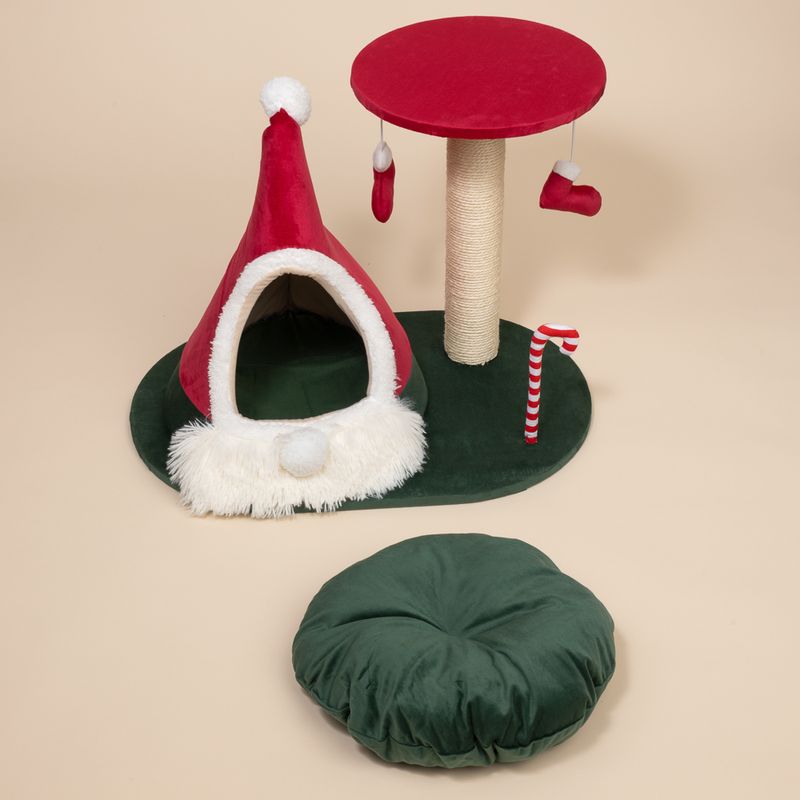 TIAKI Scratching Post with Christmas Teepee Red