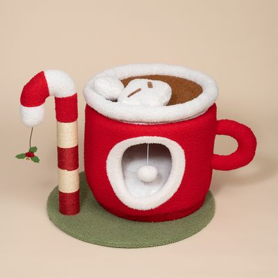 TIAKI Hot Chocolate & Candy Cane Scratching Post Red/Green/White
