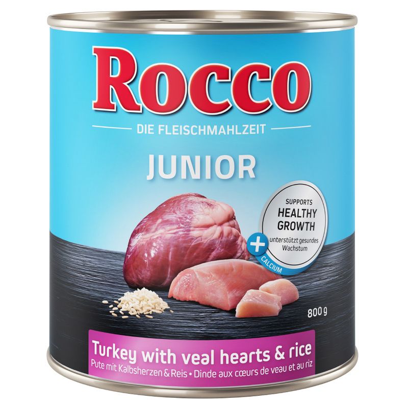 Rocco Junior Saver Pack 24 x 800g Turkey with Veal Hearts & Rice
