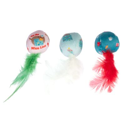 TIAKI Festive Balls with Feathers Set of 3