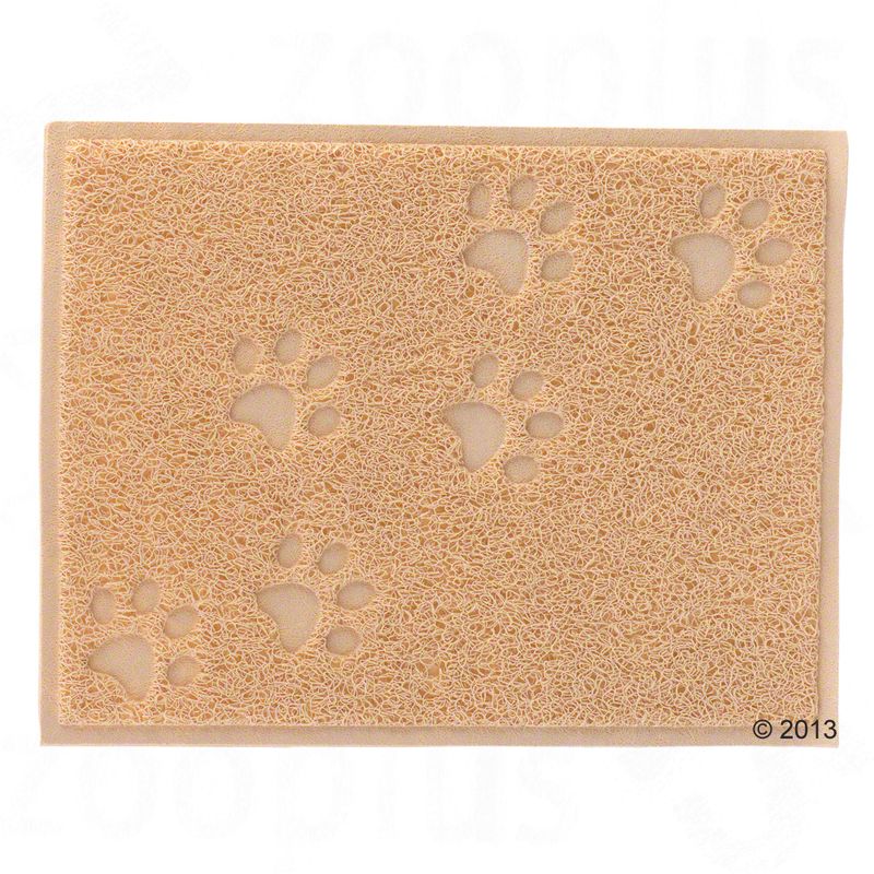 Paw Print Litter Tray Mat Beige