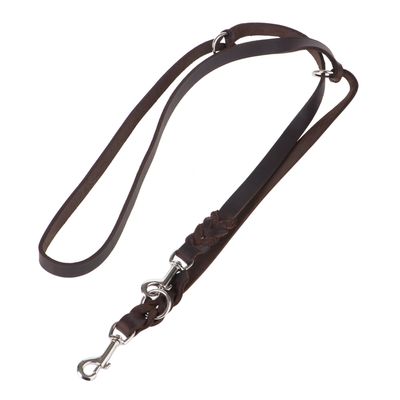 Heim Plaited Leather Double Dog Lead - Brown 220cm