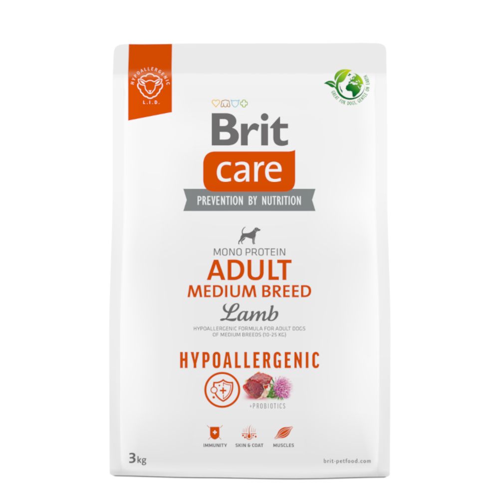 Brit Care Dog Hypoallergenic Adult Medium Breed Lamb & Rice 3kg