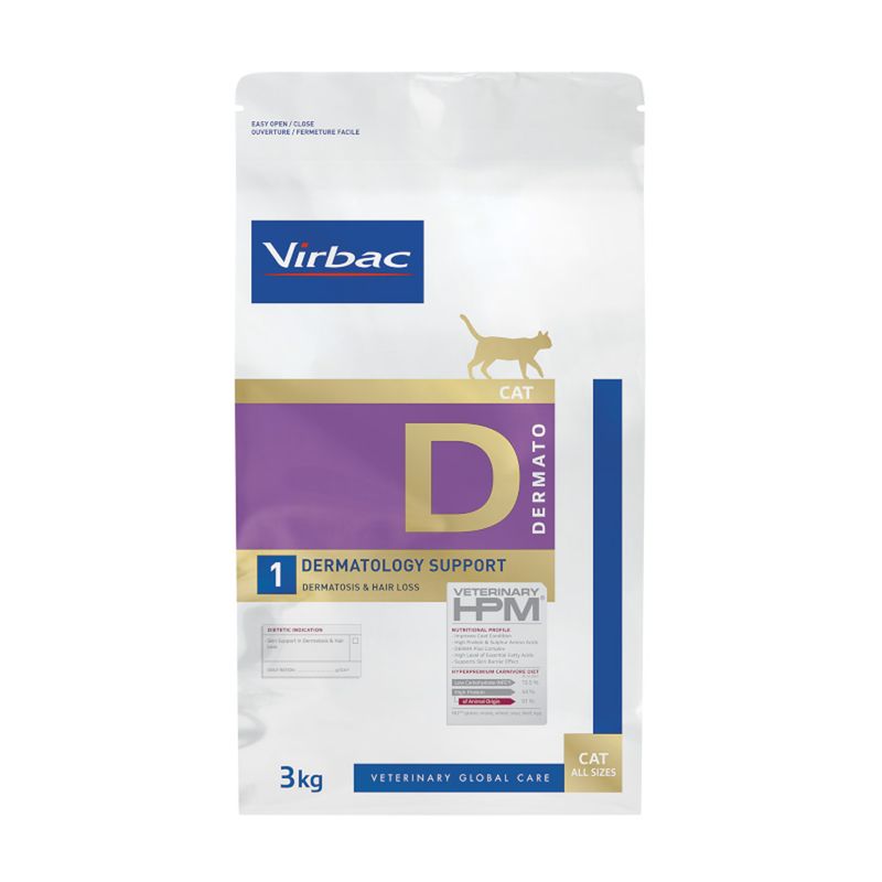 Virbac Veterinary HPM Cat Dermato D1 Economy Pack: 2 x 3kg