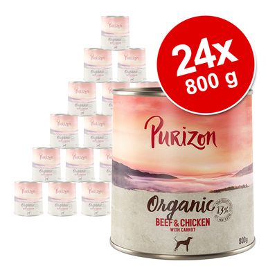 Purizon Organic Saver Pack 24 x 800g Duck & Chicken with Courgette