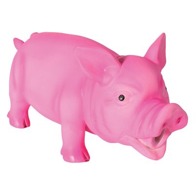 Grunting Latex Squeaker Pig Toy approx. 15cm, pink