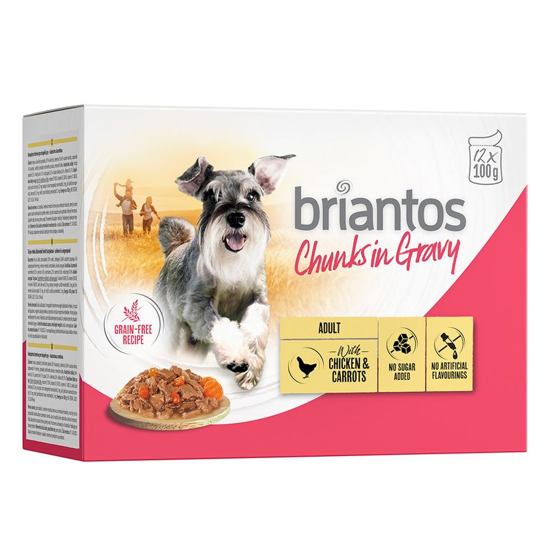 Briantos Chunks in Gravy 12 x 100g Mixed pack - (Chicken,Beef,Salmon)