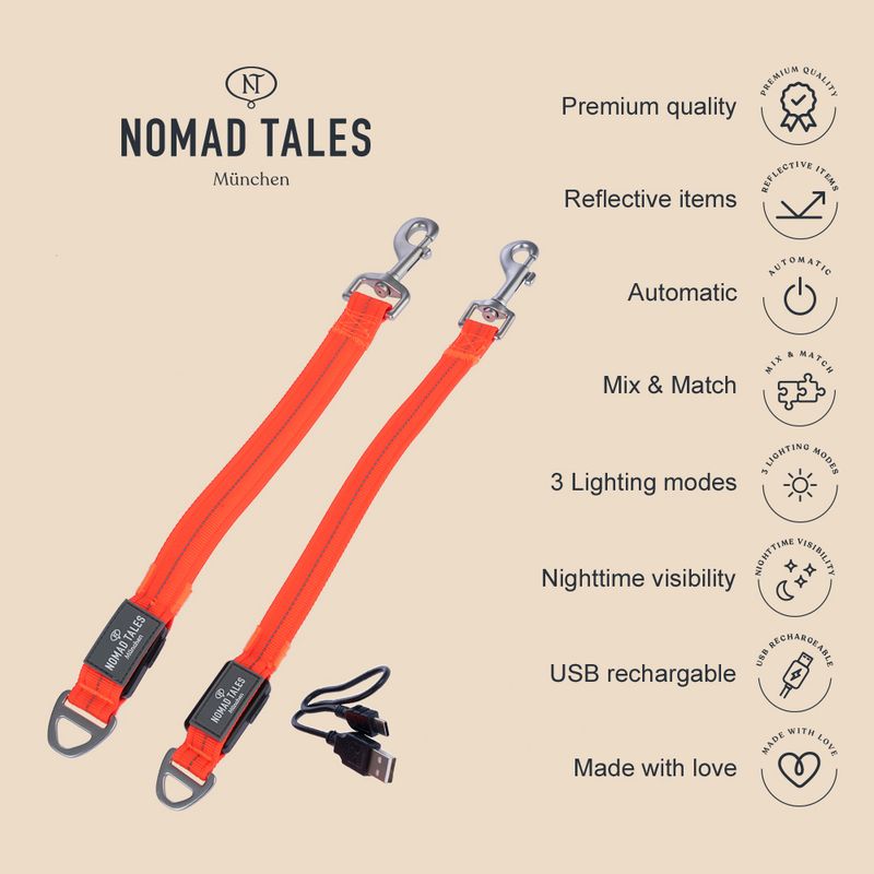 Nomad Tales Spirit USB LED Lead Extension - Orange Size S/M: approx. 39cm (L)
