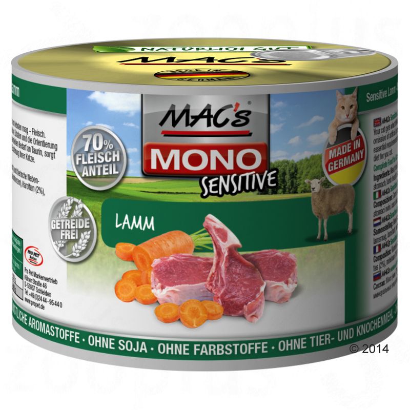 MAC's Cat Mono Sensitive Saver Pack 18 x 200g Lamb