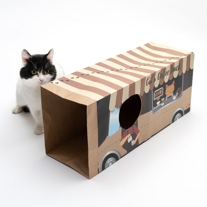 TIAKI Paper Tunnel Coffee Truck for Cats 60 x 22 x 27cm (L x W x H)
