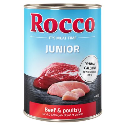 Rocco Junior Saver Pack 12 x 400g Turkey with Veal Hearts & Rice