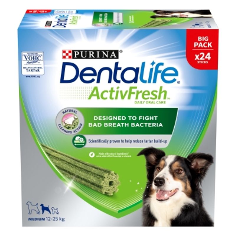 PURINA Dentalife Active Fresh Daily Dental Care Snacks for Medium Breed Dogs 24 Sticks