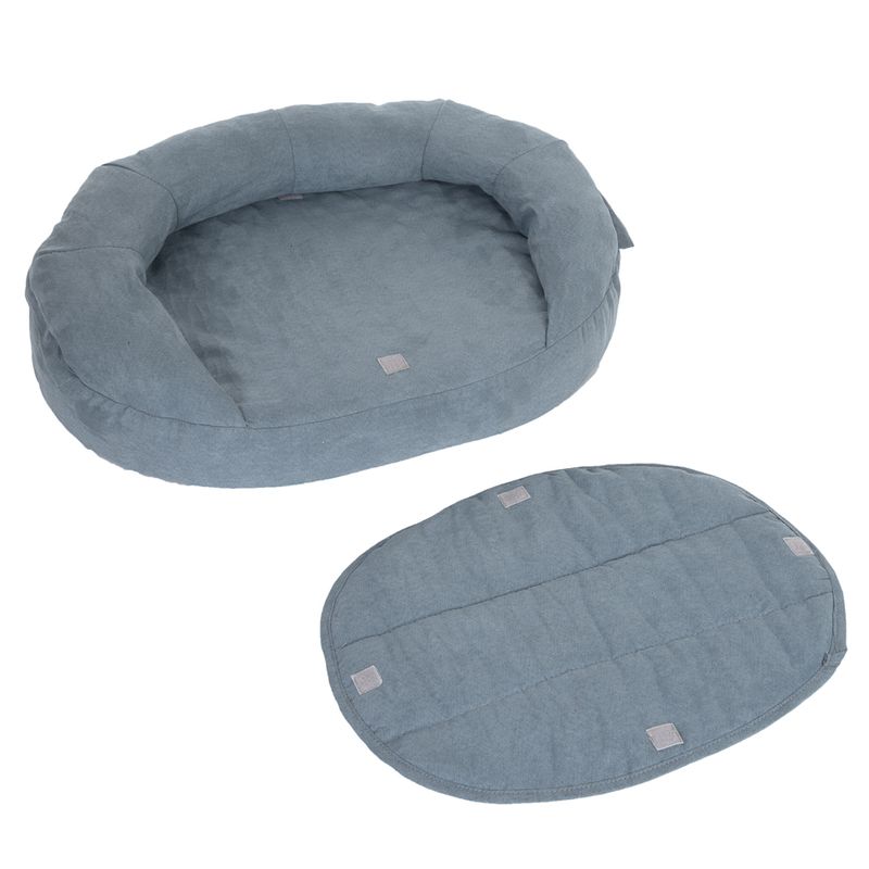 Oval Memory Foam Dog Bed, grey-blue 72 x 50 x 20 cm (L x W x H)