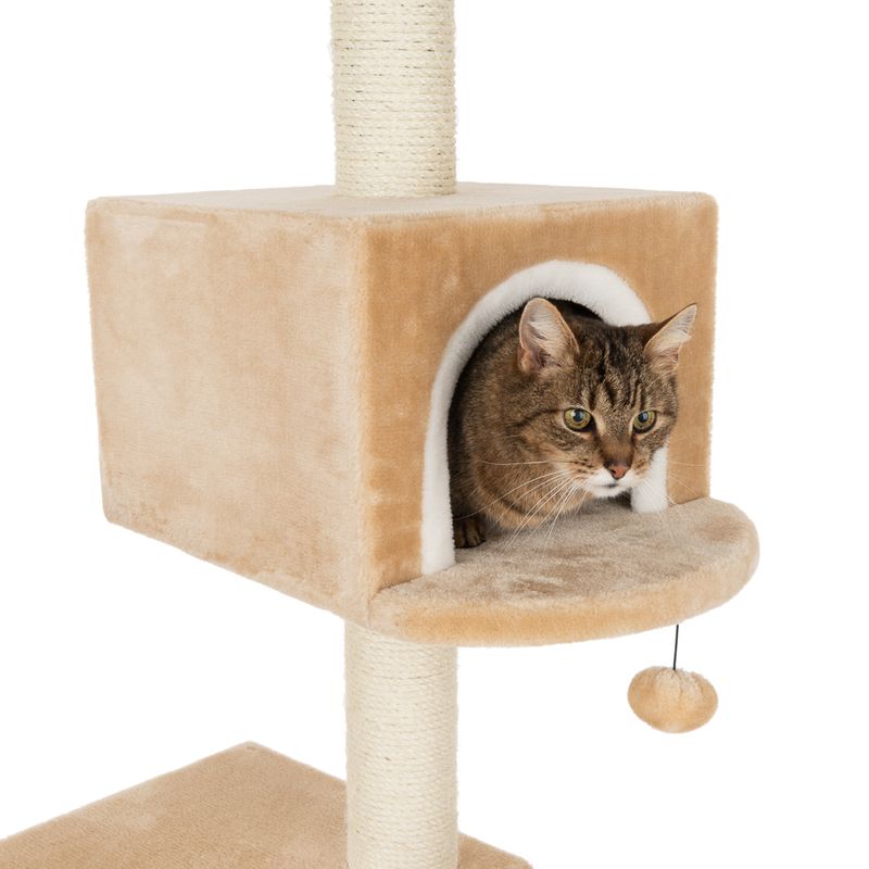 Gingerbread House Cat Tree with Ladder Beige