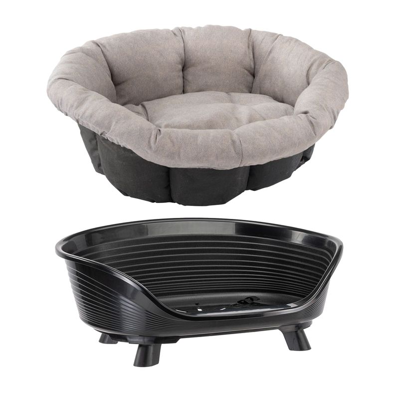 Ferplast Siesta Deluxe Basket Set with Beige Tweed Sofa Cover Size 4: 61.5 x 45 x 21.5 cm (L x W x H)