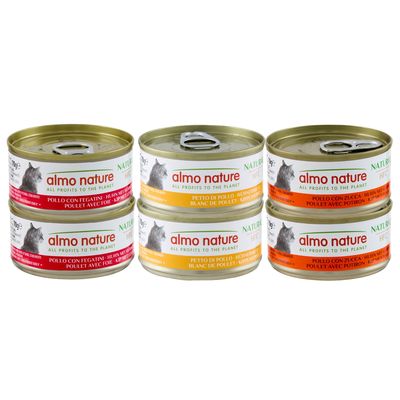 6 x 70g Almo Nature HFC Natural Wet Cat Food - 5 + 1 Free! * Chicken Mixed Pack (3 Varieties) (6 x 70g)