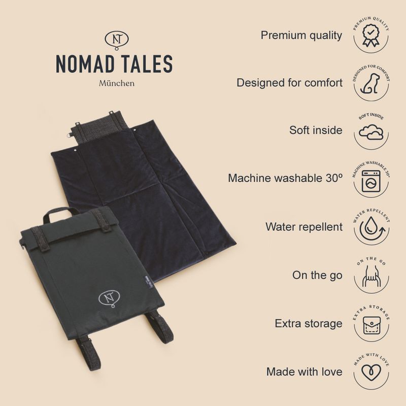Nomad Tales Ebony Travel Dog Mat 80 x 60 cm (L x W)